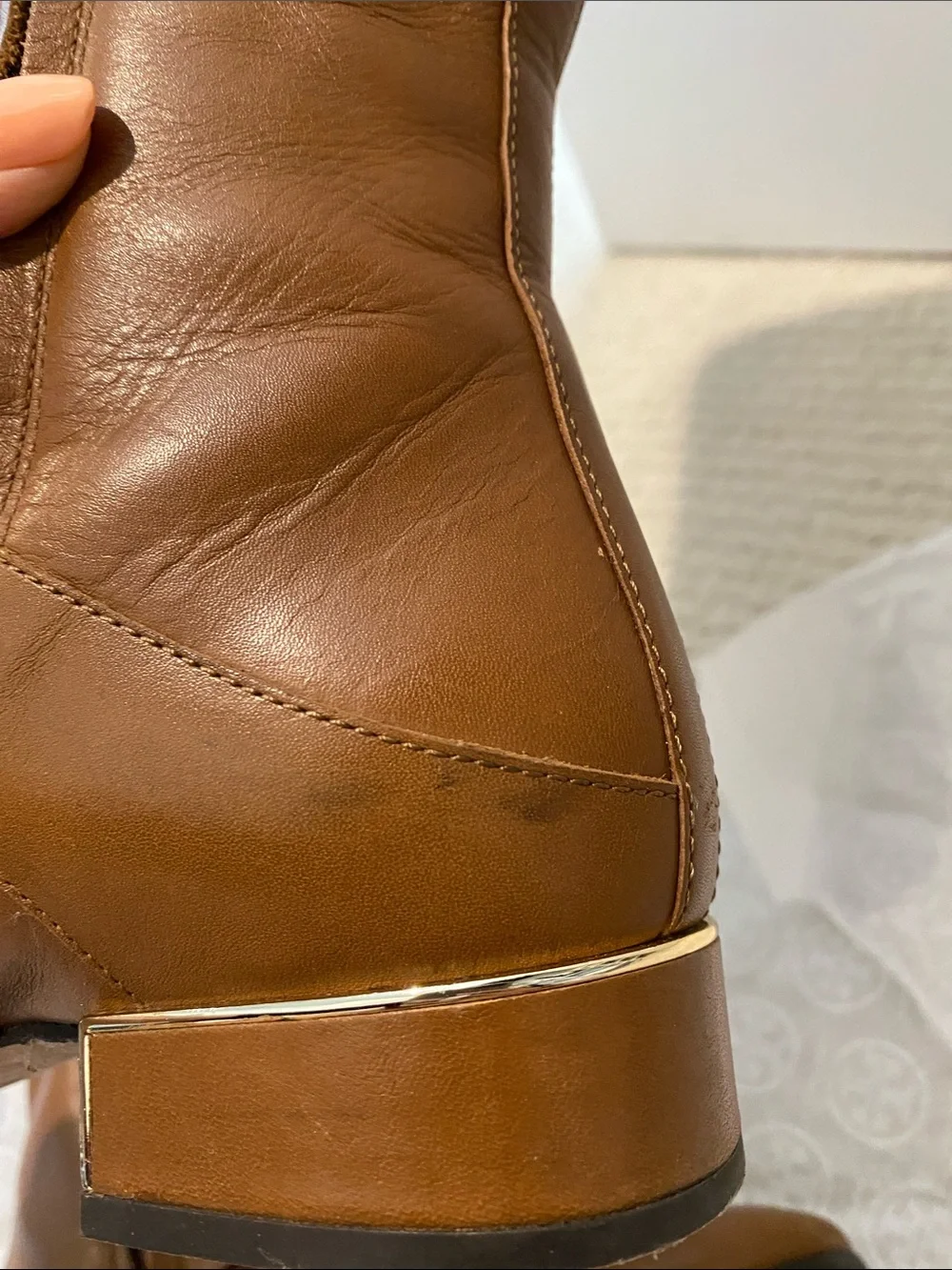 Tory Burch Cognac Leather Knee-High Riding Boots
